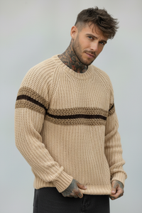 GIROCOLLO MAGLIA PERLA RIGATO - BERNA - *ART. 2330388 - COL. BEIGE