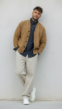 CARDIGAN - BERNA-  ART. 246040608 - COL. CARAMEL / VERDE