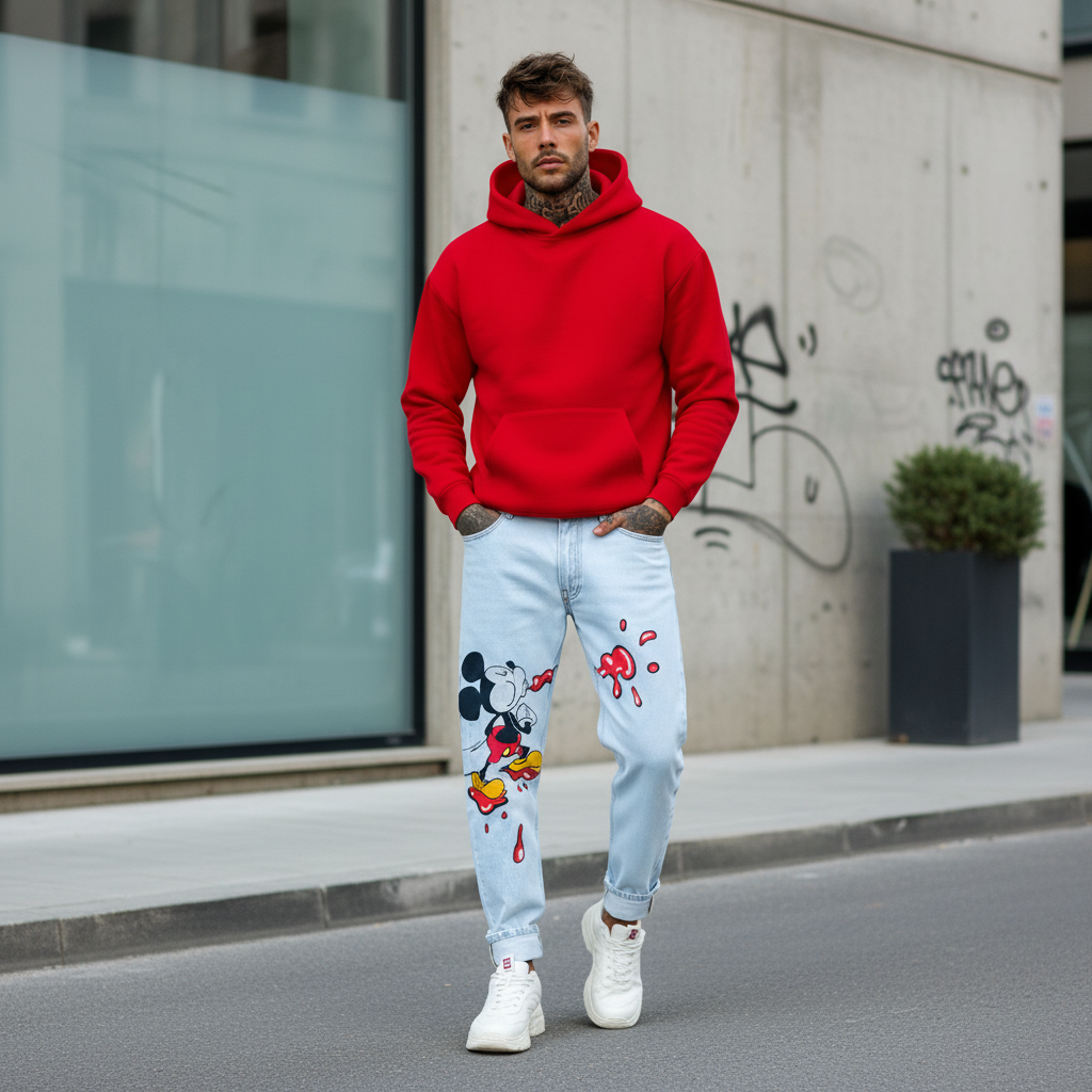 JEANS - HAMEN - DIPINTO A MANO -  ART. TOPOLINO 10