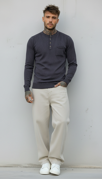 SERAFINO BOTTONI CON TASCHINO MAGLIA - BERNA - *ART. 23011178 - COL. BLU NAVY