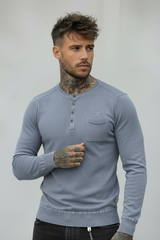 SERAFINO BOTTONI CON TASCHINO MAGLIA - BERNA - *ART. 23011120 - COL. AZZURRO JEANS / DENIM