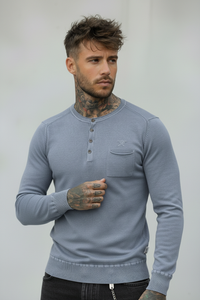 SERAFINO BOTTONI CON TASCHINO MAGLIA - BERNA - *ART. 23011120 - COL. AZZURRO JEANS / DENIM