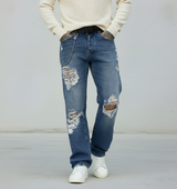 JEANS LUNGO STRAPPI - BERNA - ART. 23026030 - COL. DENIM MEDIO