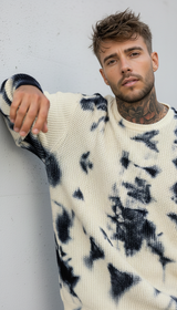 MAGLIA GIROCOLLO TINTO MACCHIE TIE DYE - BERNA - *ART. 2432023 - COL. BLU