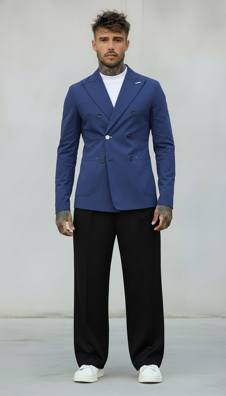 GIACCA DOPPIO PETTO TECNICA - BERNA - *ART. 23027942 - COL. BLU CHINA