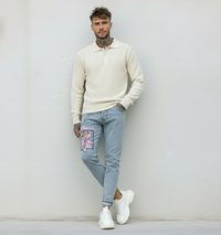 JEANS - HAMEN - DIPINTO A MANO -  ART. PANTERA ROSA