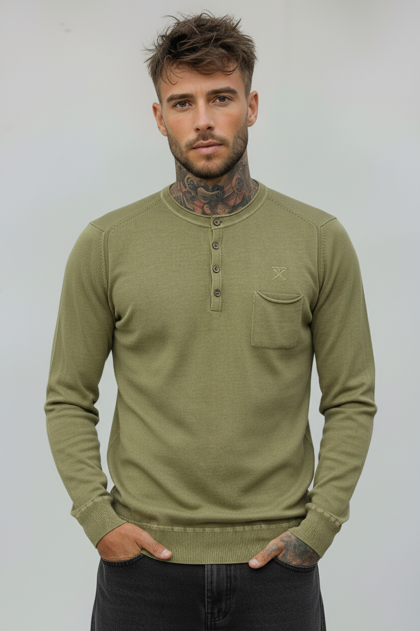 SERAFINO BOTTONI CON TASCHINO MAGLIA - BERNA - *ART. 230111200 - COL. VERDE OLIVA