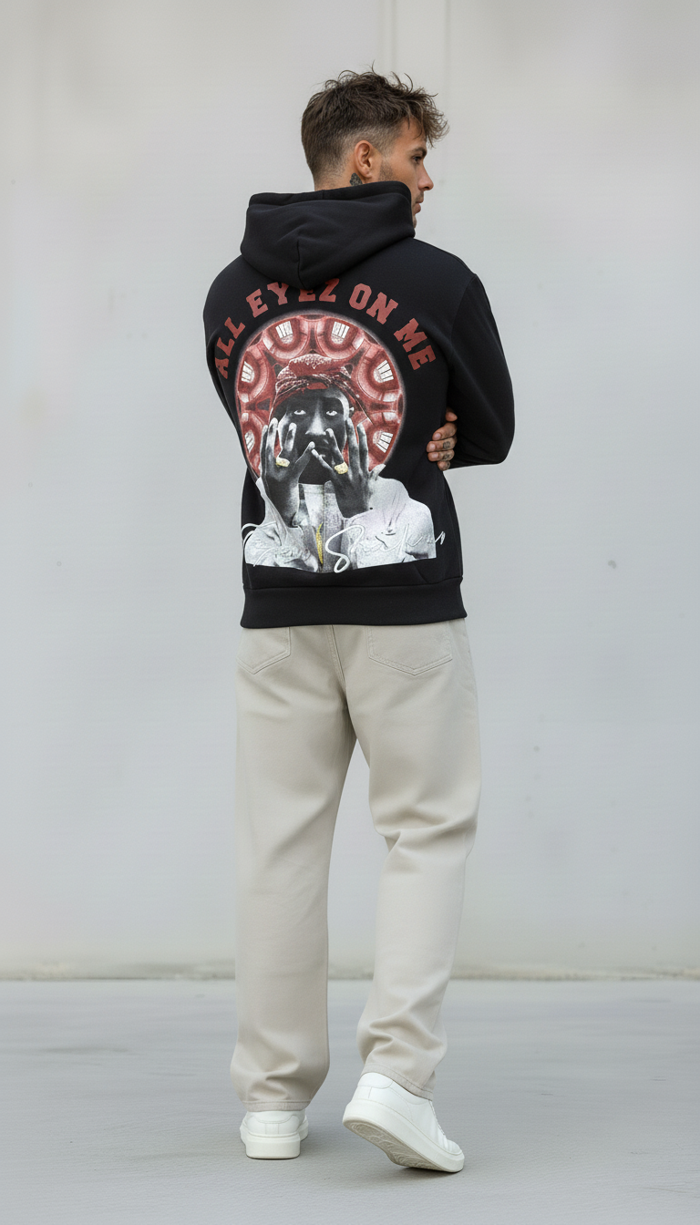 FELPA CON CAPPUCCIO TUPAC   - B.U. - ART. W 25 / H 50