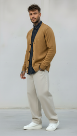 CARDIGAN V LAMBSWOOL - BERNA - *ART. 233030169 - COL. BISCOTTO