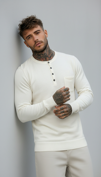 SERAFINO BOTTONI CON TASCHINO MAGLIA - BERNA - *ART. 230111173 - COL. ECRU