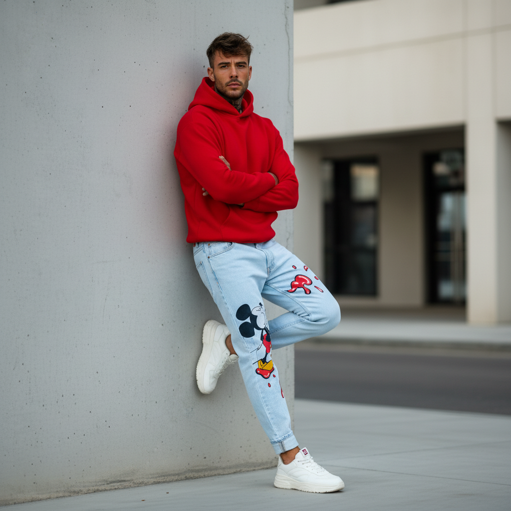 JEANS - HAMEN - DIPINTO A MANO -  ART. TOPOLINO 10