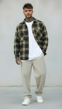 CAMICIA QUADRI IN FLANELLA - NEW JOB BRAND - ART. QD177 - COL. NERO