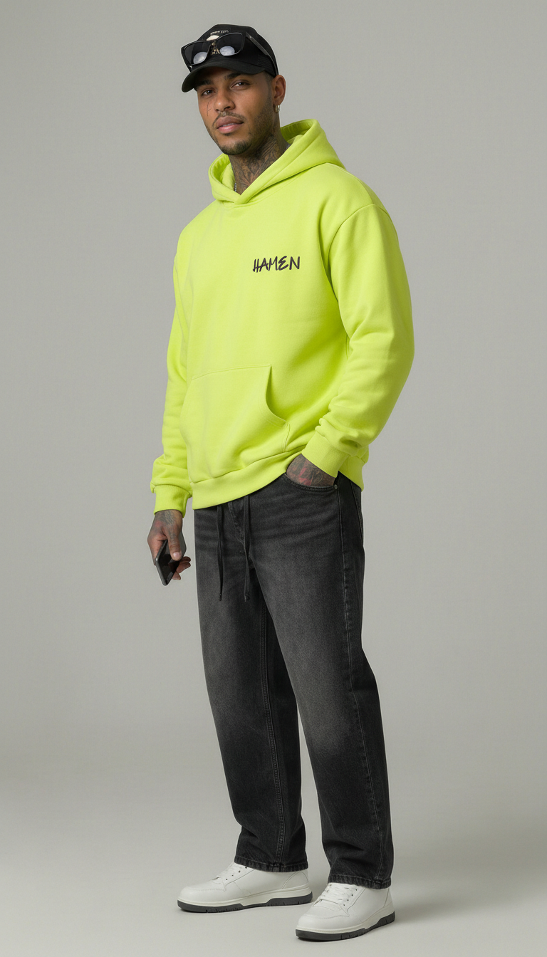 FELPA UOMO  BOXY CON CAPPUCCIO BASICA LOGO - HAMEN - ART. LOGO.H