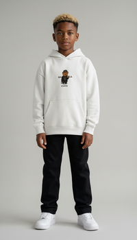 FELPA OVER BAMBINO CON CAPPUCCIO BOXY FIT OVER -  ORSO  PIU' COLORI - HAMEN