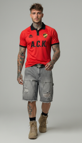 POLO MANICA CORTA AUTHENTIC SLOAN - KAPPA - ART. 331Z4PW- COL . RED CORAL BLACK