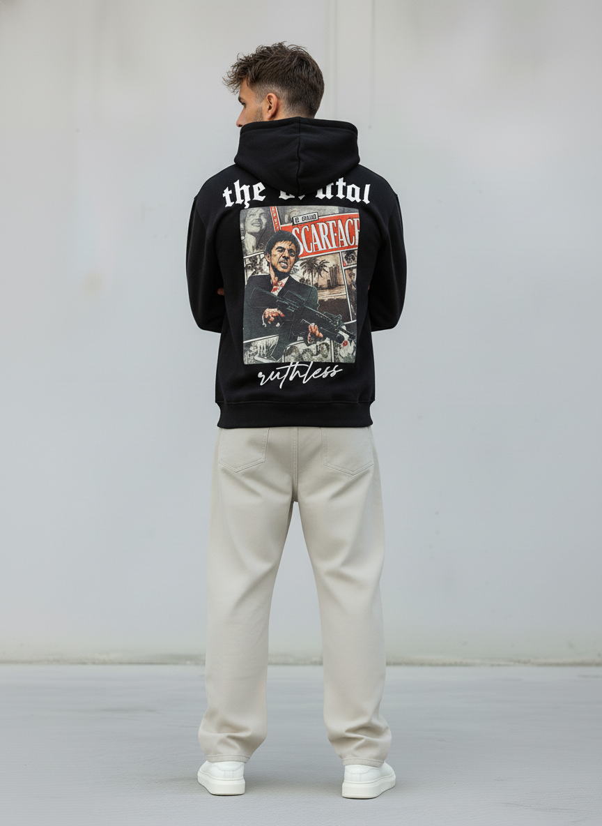 FELPA CON CAPPUCCIO AL PACINO SCARFACE - E. - ART. THE BRUTAL - NERO