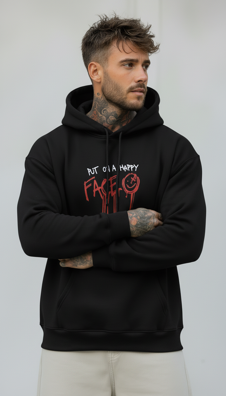 FELPA CON CAPPUCCIO JOKER - E. - ART. PUT ON A HAPPY FACE