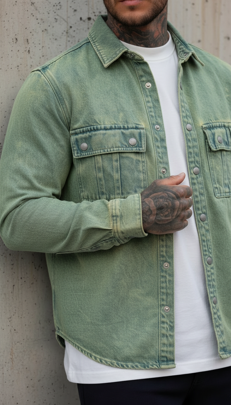 GIACCA OVERSHIRT SPORCATA - BERNA - ART. 25123430 - COL. DENIM