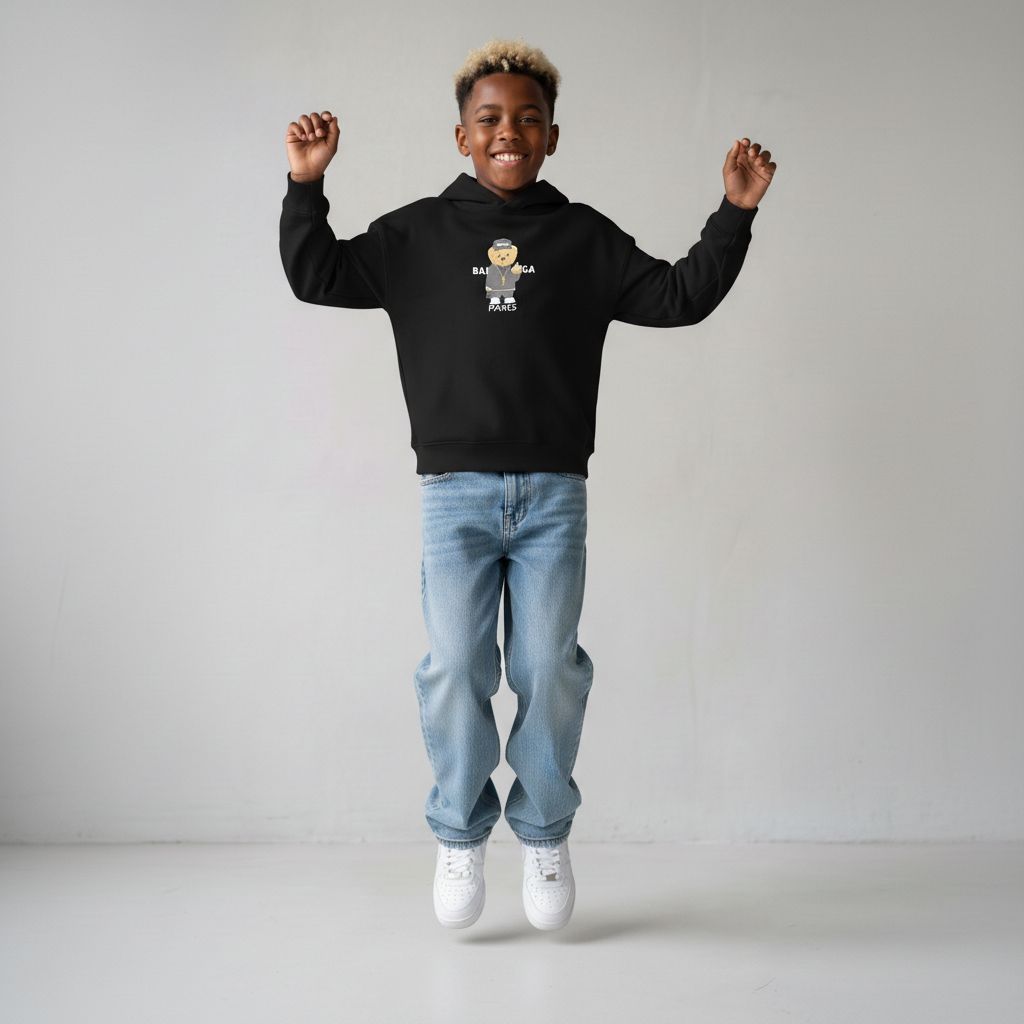 FELPA BAMBINO CON CAPPUCCIO BOXY FIT OVER -  ORSO  PIU' COLORI - HAMEN