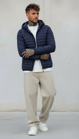 PIUMINO SLIM FIT CON CAPPUCCIO RIMOVIBILE - HAMEN - ART. LPG8135 - COL. BLU