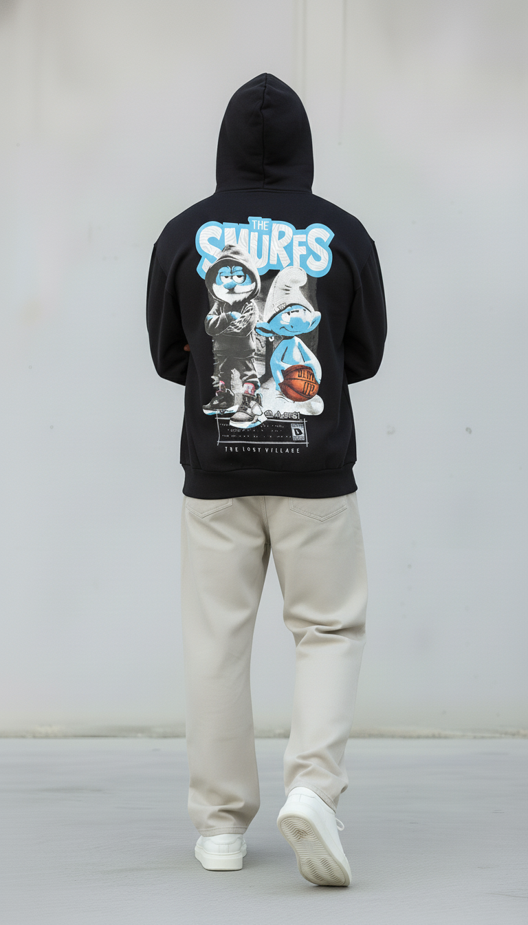 FELPA CON CAPPUCCIO SMURFS PUFFI   - B.U. - ART. W 25 / H 56