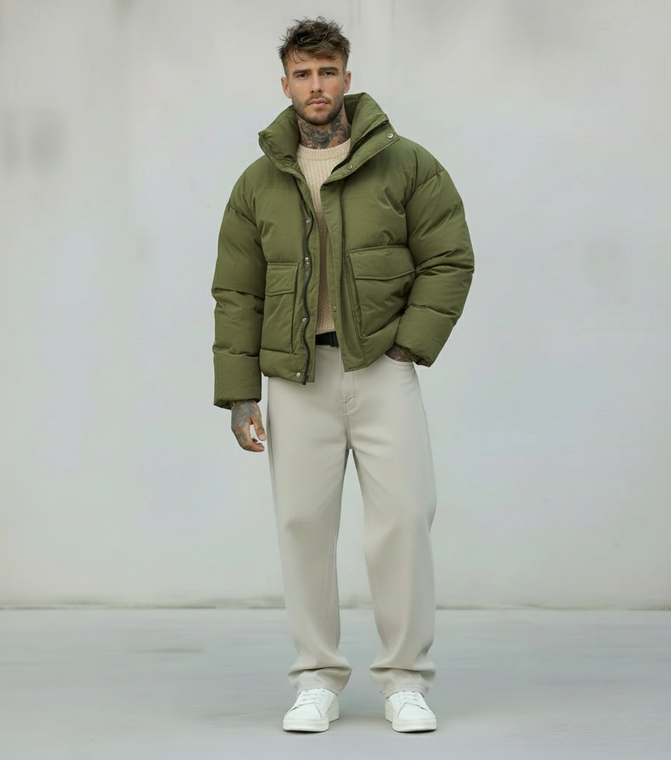 GIUBBINO PUFFER - NEW JOB BRAND - ART. 22419 - COL. VERDE