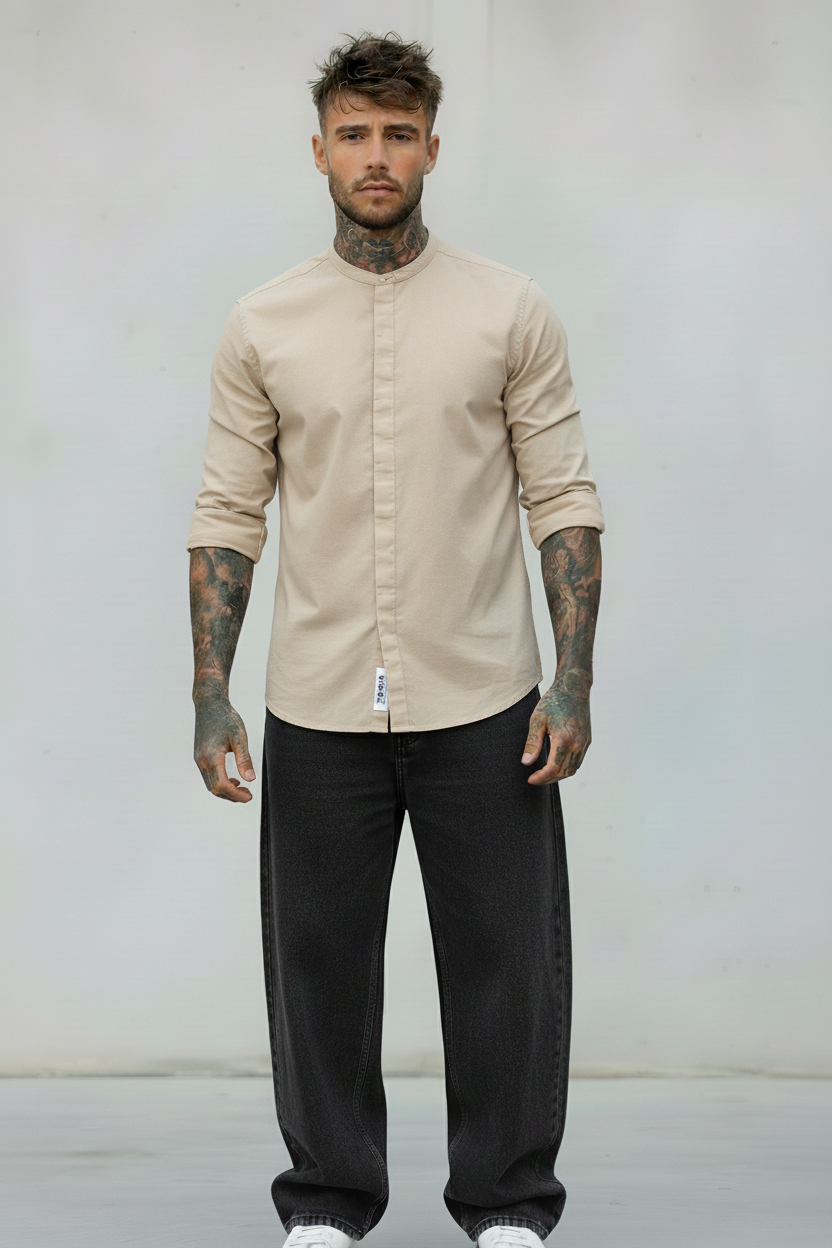 CAMICIA COREANA - BERNA - ART. 23023780 - COL. SABBIA