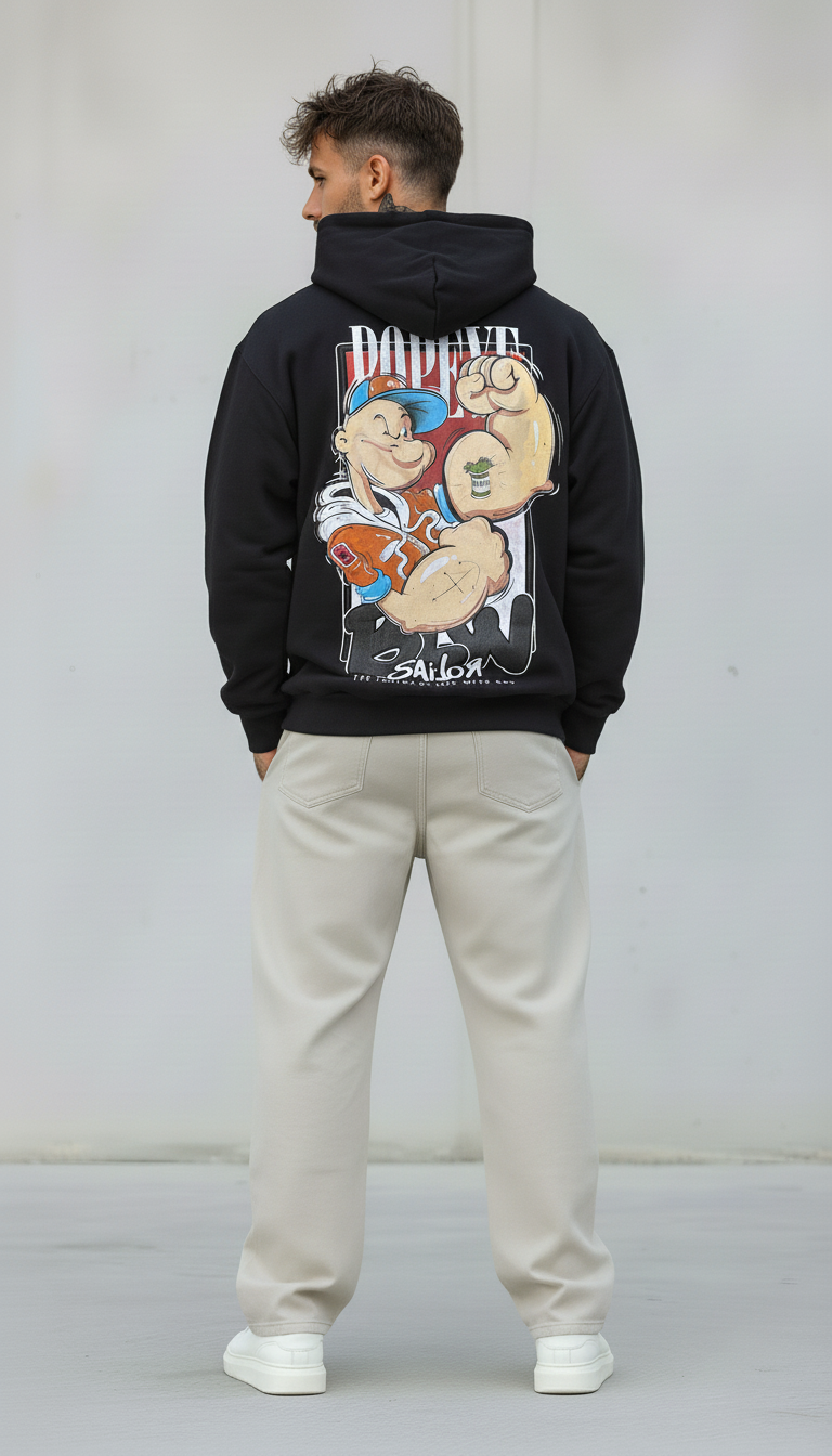 FELPA CON CAPPUCCIO POPOYE   - B.U. - ART. W25 / H 51