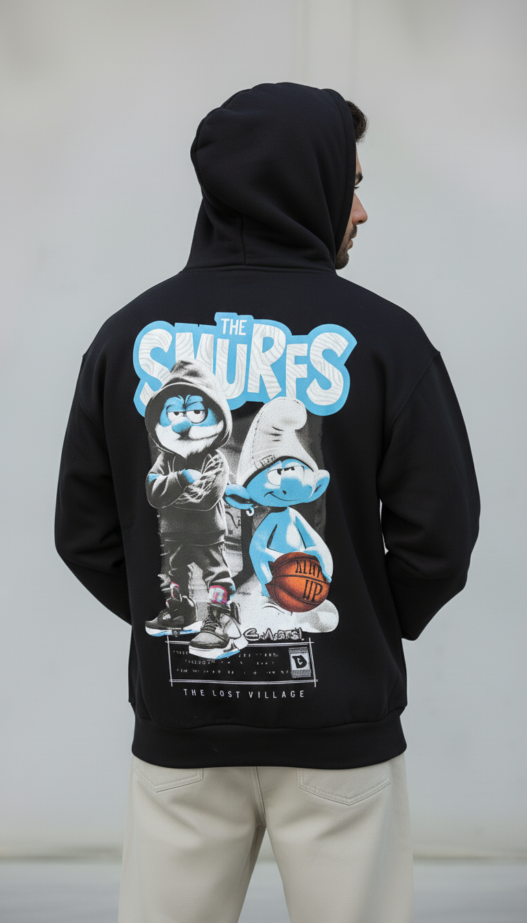 FELPA CON CAPPUCCIO SMURFS PUFFI   - B.U. - ART. W 25 / H 56