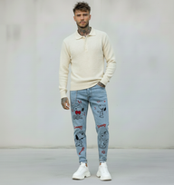 JEANS - HAMEN - DIPINTO A MANO -  ART. SNOOPY LOVE