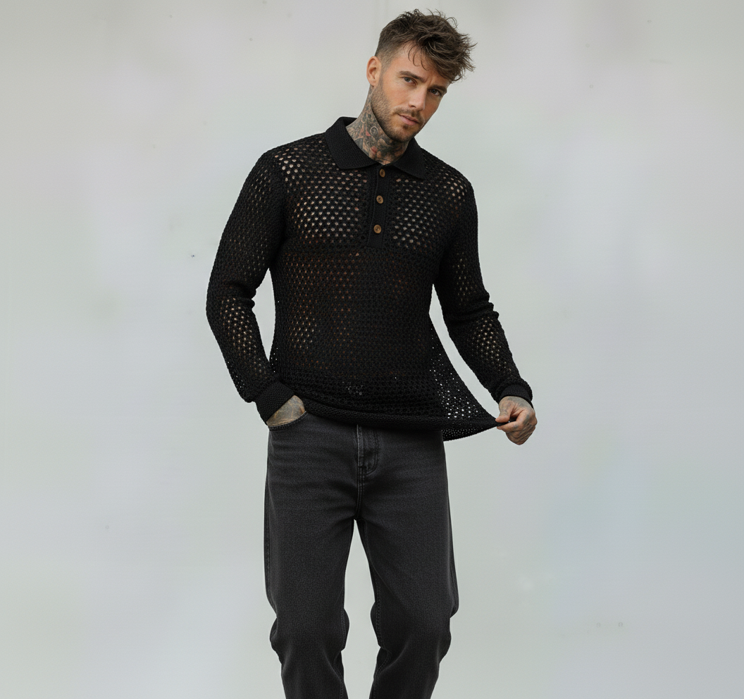 MAGLIONE KNITWEAR POLO - LE PAS SAGE - ART. FW25K23 - COL. NERO