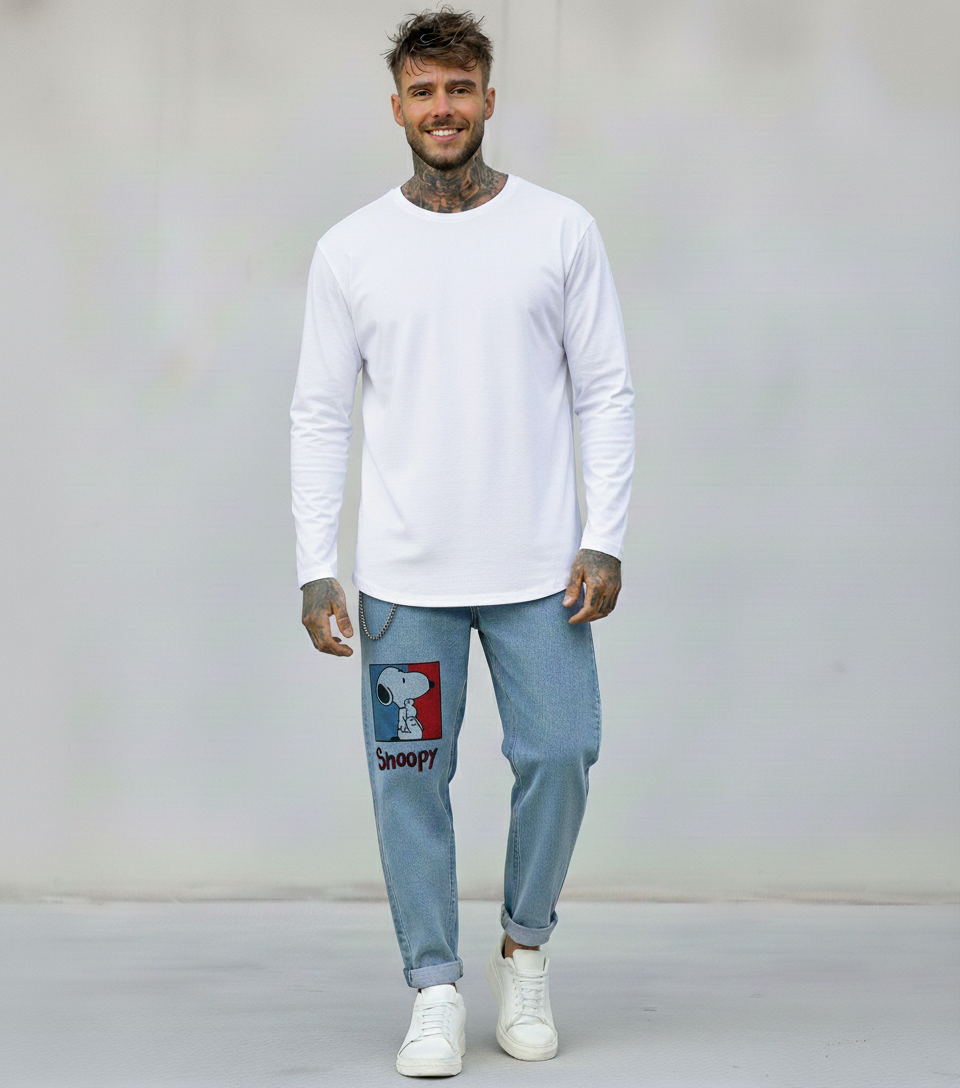 JEANS - HAMEN - DIPINTO A MANO -  ART. SNOOPY 10