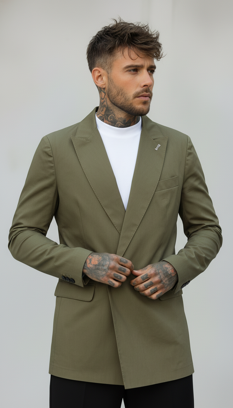 GIACCA DOPPIO PETTO STRETCH - BL.11 - *ART. BL230257 - COL. MILITARE