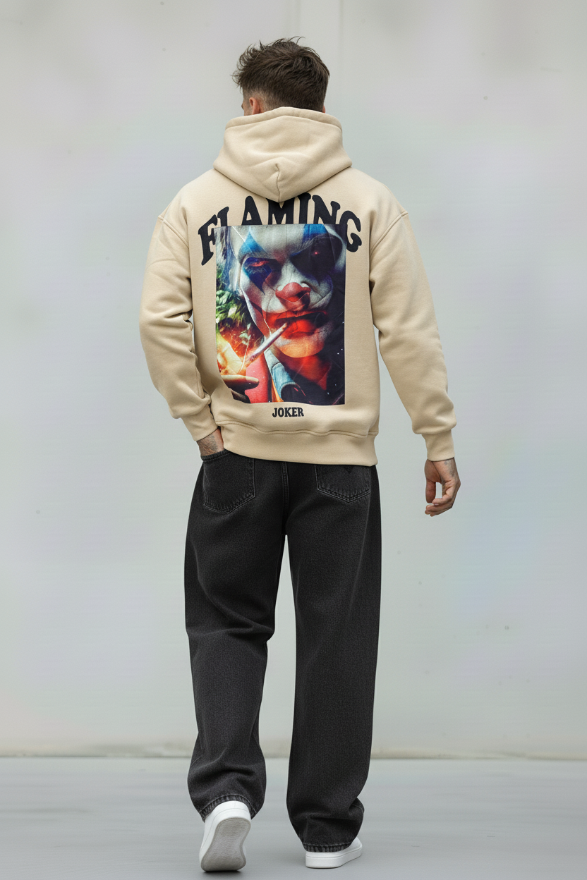 FELPA CON CAPPUCCIO - E. - ART. FLAMING JOKER - COL. BEIGE