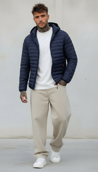 PIUMINO SLIM FIT CON CAPPUCCIO RIMOVIBILE - HAMEN - ART. LPG8135 - COL. BLU