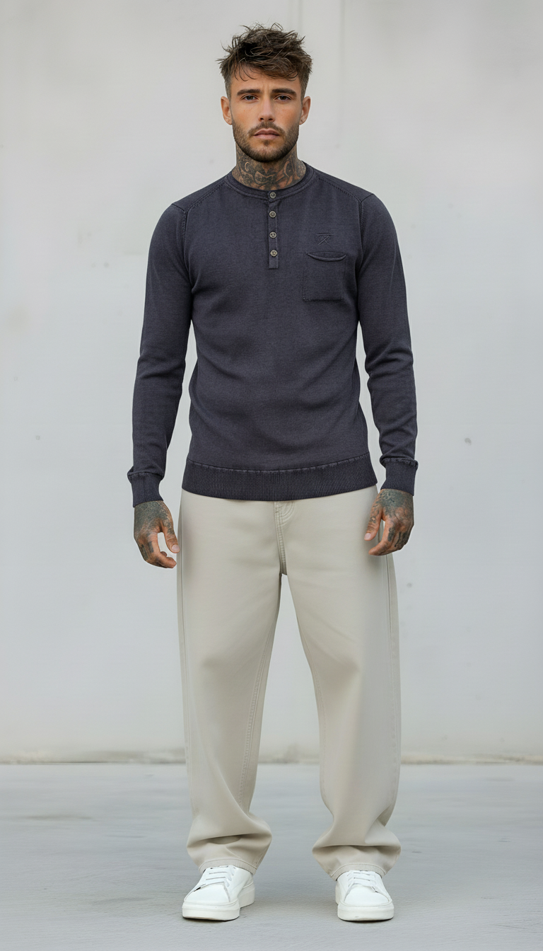 SERAFINO BOTTONI CON TASCHINO MAGLIA - BERNA - *ART. 23011178 - COL. BLU NAVY