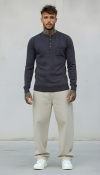 SERAFINO BOTTONI CON TASCHINO MAGLIA - BERNA - *ART. 23011178 - COL. BLU NAVY