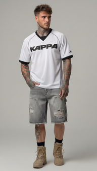 T-SHIRT UOMO AUTHENTIC SANSO - KAPPA - ART. 352288W- COL . WHITE  BLACK