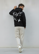 FELPA CON CAPPUCCIO STAMPA RICAMO - E. - ART. CIGNO - NERO