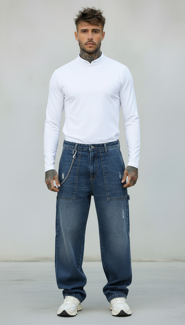 25200030 JEANS WORK DISTRESSED - BERNA - ART. 25200030 - COL. DENIM – People Store