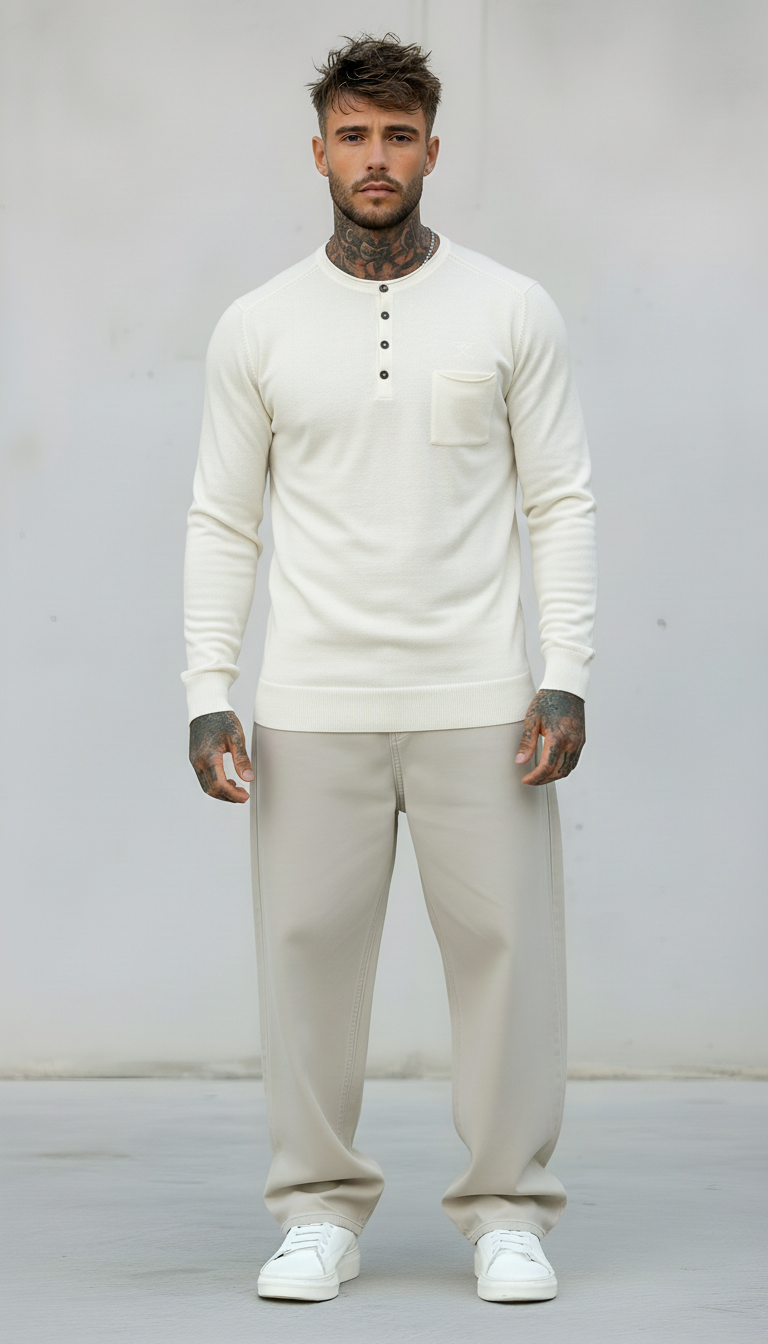 SERAFINO BOTTONI CON TASCHINO MAGLIA - BERNA - *ART. 230111173 - COL. ECRU