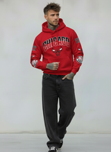 FELPA CON CAPPUCCIO CHICAGO HOODIE  - B.U. - ART. W25 / H - 24 COL. ROSSO