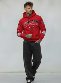 FELPA CON CAPPUCCIO CHICAGO HOODIE  - B.U. - ART. W25 / H - 24 COL. ROSSO
