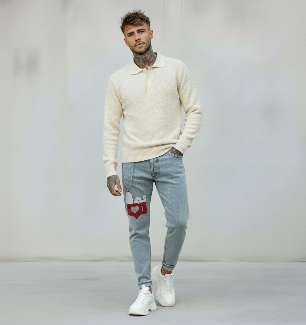 JEANS - HAMEN - DIPINTO A MANO -  ART. SNOOPY