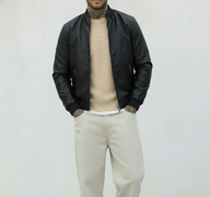 GIUBBINO EFFETTO PELLE  - HAMEN - ART. XF3042 - COL. NERO