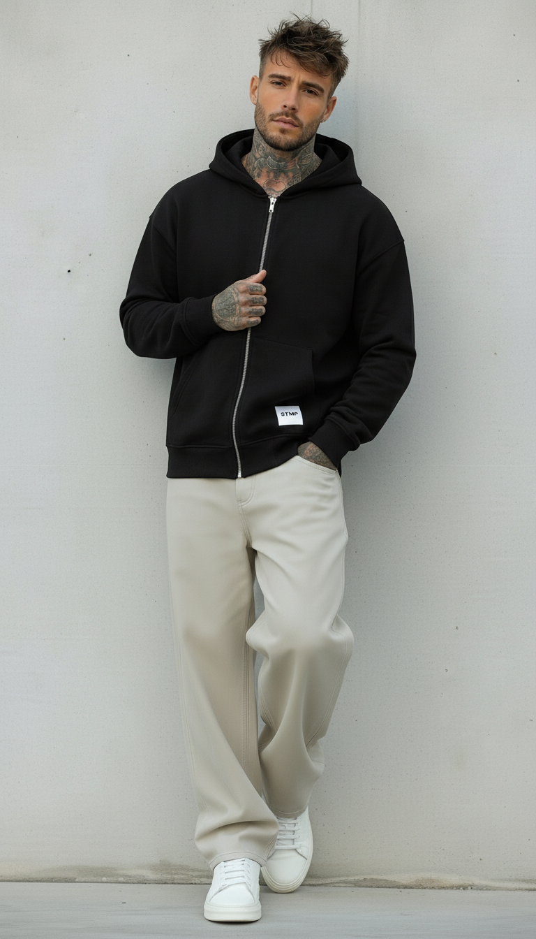 FELPA BOXY FIT CON CAPPUCCIO + ZIP - ONLY&SONS - ART. 22035193 -