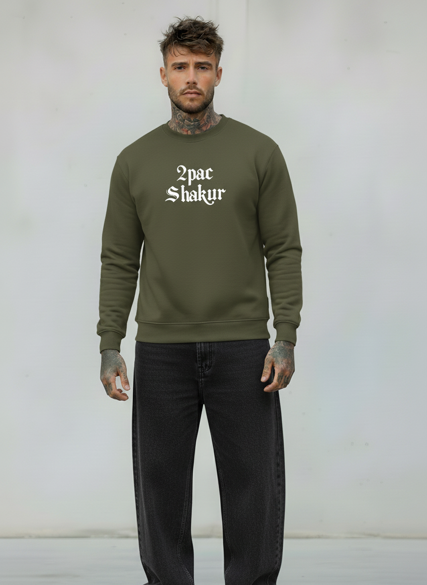 FELPA  GIROCOLLO TUPAC - E. - ART. 2PAC SHAKUR  COL. VERDE