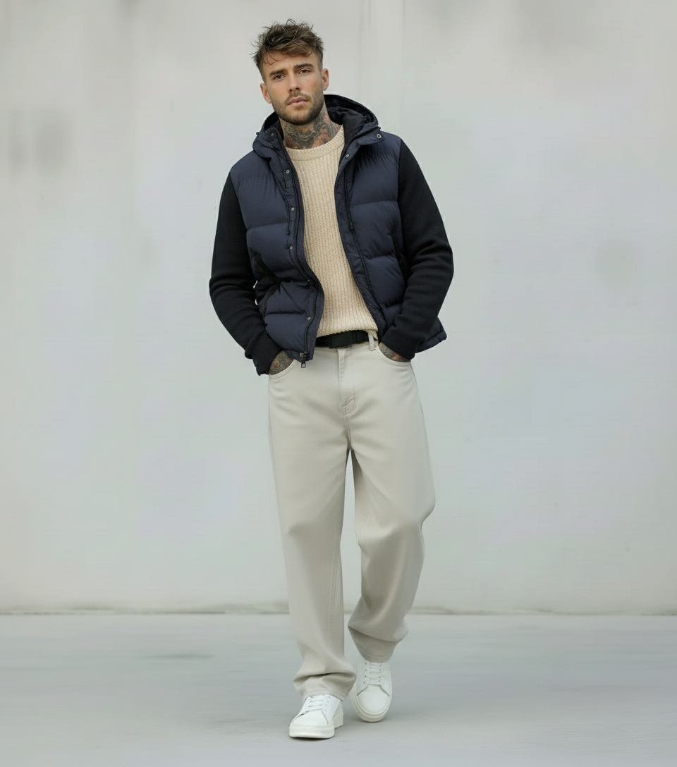 GIUBBOTTO CON CAPPUCCIO MANICHE TESSUTO - BERNA - ART. 2463793 - COL. BLU