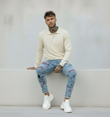 JEANS - HAMEN - DIPINTO A MANO -  ART. SNOOPY LOVE