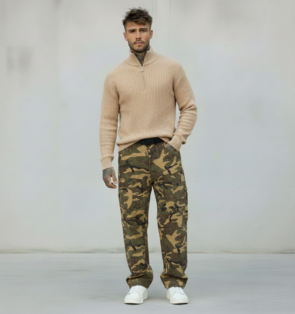 PANTALONE CARGO CON SPILLE - BERNA - ART. 25230130 - CAMOUFLAGE